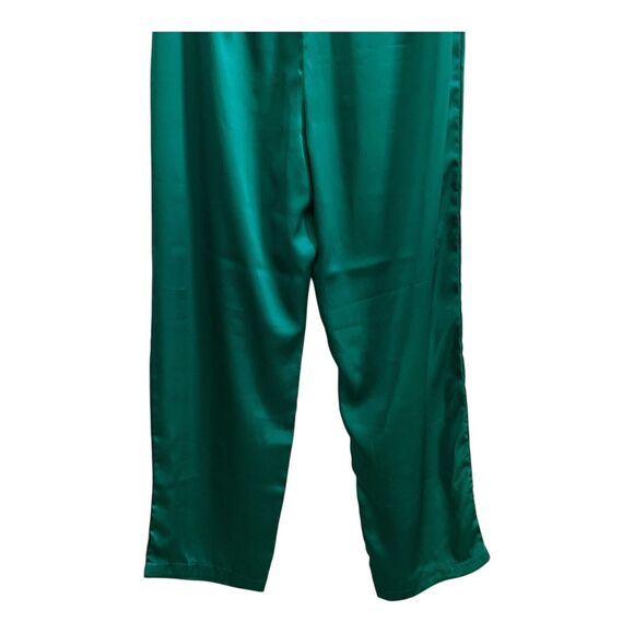 Delicates Pajama Set Womens LARGE Green Satin Long Sleeve Elastic Waist PJs - Picture 15 of 16